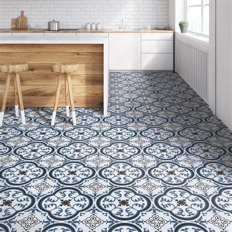 blue linoleum sheet flooring.